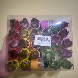 28 Mini Cookie Vegetable Fruit Cutters & Animal Mini Forks & Cleaning Brush NEW